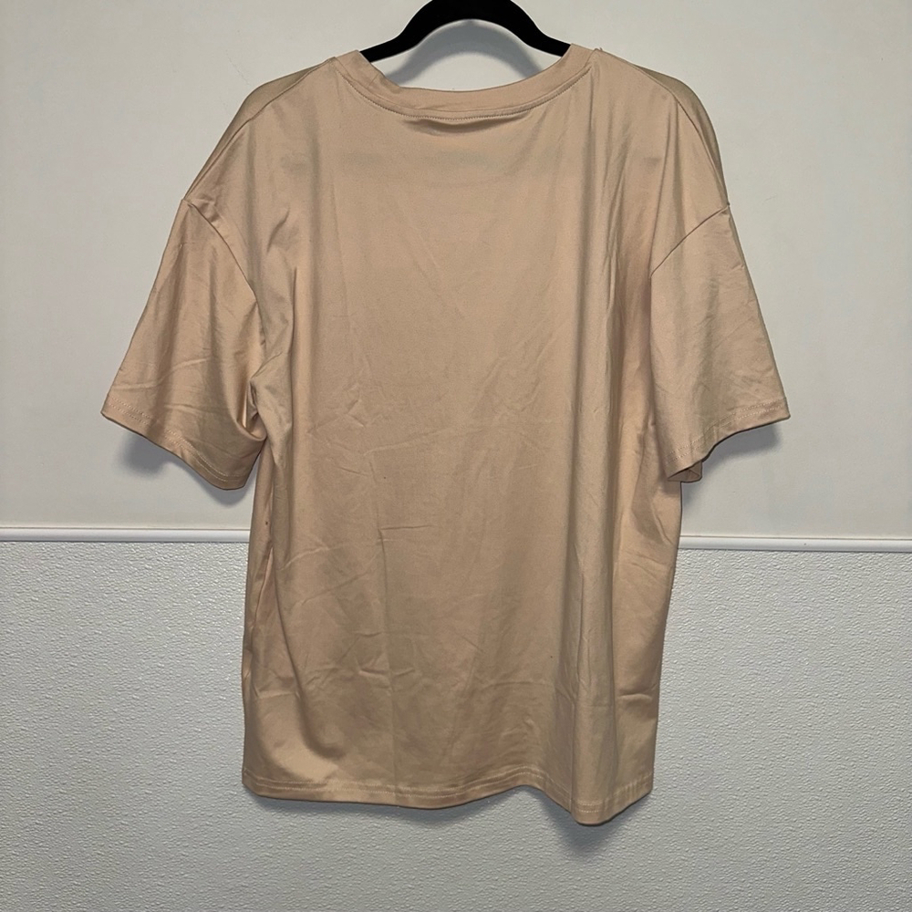 Women's SHEIN Beige Halloween T-shirt Size Small oversized Stay Spooky Skeleton - Picture 5 of 7